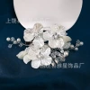 Artificial flower headwear, white shell petal handcrafted pearl crystal hair clip headwear, bride-shaped updo hair side clip Application Scenario